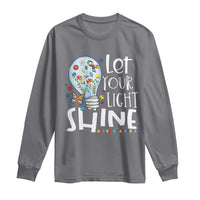Autism Awareness Long Sleeve Shirt Let Your Light Shine Puzzle Ribbon Inspirational Quote