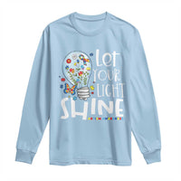 Autism Awareness Long Sleeve Shirt Let Your Light Shine Puzzle Ribbon Inspirational Quote