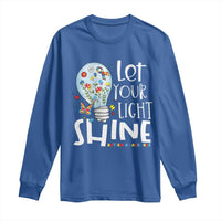 Autism Awareness Long Sleeve Shirt Let Your Light Shine Puzzle Ribbon Inspirational Quote