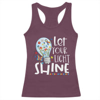 Autism Awareness Racerback Tank Top Let Your Light Shine Puzzle Ribbon Inspirational Quote