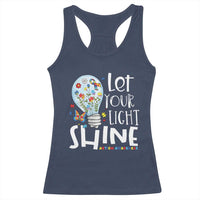 Autism Awareness Racerback Tank Top Let Your Light Shine Puzzle Ribbon Inspirational Quote