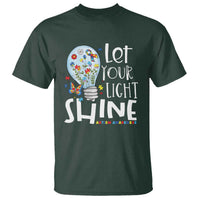 Autism Awareness T Shirt Let Your Light Shine Puzzle Ribbon Inspirational Quote