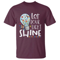 Autism Awareness T Shirt Let Your Light Shine Puzzle Ribbon Inspirational Quote