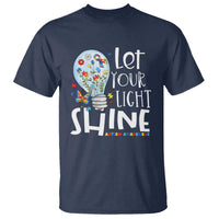 Autism Awareness T Shirt Let Your Light Shine Puzzle Ribbon Inspirational Quote