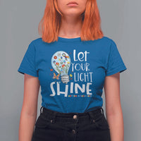 Autism Awareness T Shirt For Women Let Your Light Shine Puzzle Ribbon Inspirational Quote