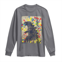 Funny Autism Awareness Japanese Giant Monster Long Sleeve Shirt Colorful Puzzles