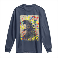 Funny Autism Awareness Japanese Giant Monster Long Sleeve Shirt Colorful Puzzles