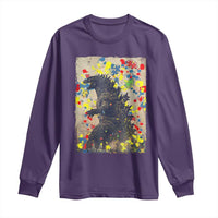 Funny Autism Awareness Japanese Giant Monster Long Sleeve Shirt Colorful Puzzles
