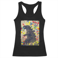 Funny Autism Awareness Japanese Giant Monster Racerback Tank Top Colorful Puzzles