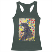 Funny Autism Awareness Japanese Giant Monster Racerback Tank Top Colorful Puzzles