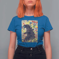 Funny Autism Awareness Japanese Giant Monster T Shirt For Women Colorful Puzzles