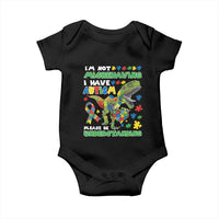 Funny Autism Awareness Dinosaur Baby Onesie I'm Not Misbehaving I Have Autism Please Be Understanding
