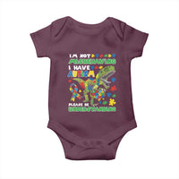 Funny Autism Awareness Dinosaur Baby Onesie I'm Not Misbehaving I Have Autism Please Be Understanding