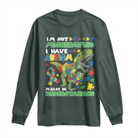Funny Autism Awareness Dinosaur Long Sleeve Shirt I'm Not Misbehaving I Have Autism Please Be Understanding