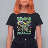 Funny Autism Awareness Dinosaur T Shirt For Women I'm Not Misbehaving I Have Autism Please Be Understanding