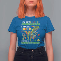 Funny Autism Awareness Dinosaur T Shirt For Women I'm Not Misbehaving I Have Autism Please Be Understanding