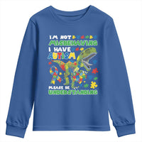 Funny Autism Awareness Dinosaur Youth Sweatshirt I'm Not Misbehaving I Have Autism Please Be Understanding
