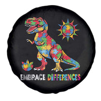 Funny Autism Awareness Embrace Differences Spare Tire Cover Puzzle Dinosaur