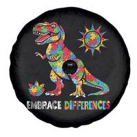 Funny Autism Awareness Embrace Differences Spare Tire Cover Puzzle Dinosaur