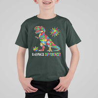 Funny Autism Awareness Embrace Differences T Shirt For Kid Puzzle Dinosaur