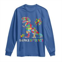 Funny Autism Awareness Embrace Differences Long Sleeve Shirt Puzzle Dinosaur