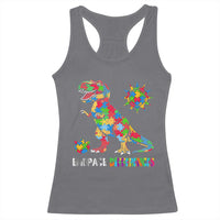 Funny Autism Awareness Embrace Differences Racerback Tank Top Puzzle Dinosaur