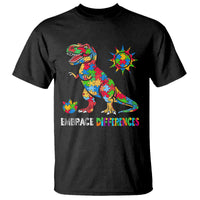 Funny Autism Awareness Embrace Differences T Shirt Puzzle Dinosaur