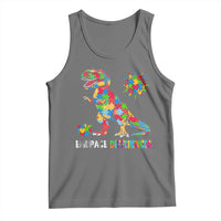 Funny Autism Awareness Embrace Differences Tank Top Puzzle Dinosaur