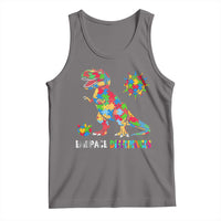 Funny Autism Awareness Embrace Differences Tank Top Puzzle Dinosaur