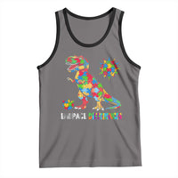Funny Autism Awareness Embrace Differences Tank Top Puzzle Dinosaur