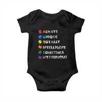 Funny Autism Awareness Baby Onesie Always Unique Totally Intelligent Sometimes Mysterious