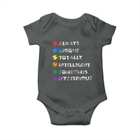 Funny Autism Awareness Baby Onesie Always Unique Totally Intelligent Sometimes Mysterious