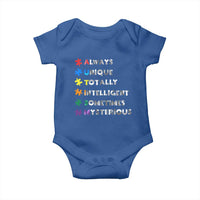Funny Autism Awareness Baby Onesie Always Unique Totally Intelligent Sometimes Mysterious