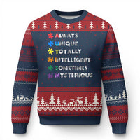 Funny Autism Awareness Ugly Christmas Sweater Always Unique Totally Intelligent Sometimes Mysterious