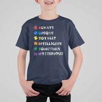 Funny Autism Awareness T Shirt For Kid Always Unique Totally Intelligent Sometimes Mysterious
