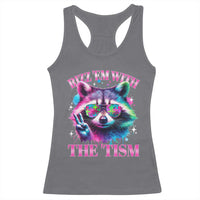 Funny Autism Awareness Racoon Racerback Tank Top Rizz Em With The Tism Meme Autistic