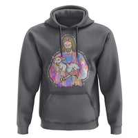 He Is Risen Hoodie Christian Religious Easter Day Bible Verse Sheep Glitter Print