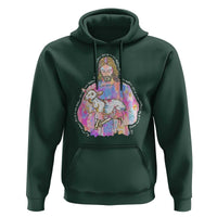 He Is Risen Hoodie Christian Religious Easter Day Bible Verse Sheep Glitter Print