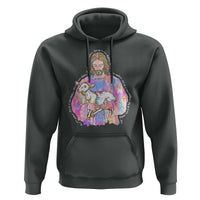 He Is Risen Hoodie Christian Religious Easter Day Bible Verse Sheep Glitter Print