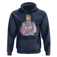 He Is Risen Hoodie Christian Religious Easter Day Bible Verse Sheep Glitter Print
