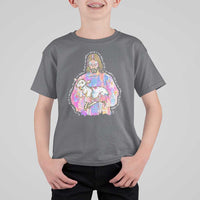 He Is Risen T Shirt For Kid Christian Religious Easter Day Bible Verse Sheep Glitter Print
