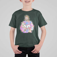 He Is Risen T Shirt For Kid Christian Religious Easter Day Bible Verse Sheep Glitter Print