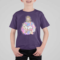 He Is Risen T Shirt For Kid Christian Religious Easter Day Bible Verse Sheep Glitter Print