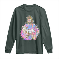 He Is Risen Long Sleeve Shirt Christian Religious Easter Day Bible Verse Sheep Glitter Print
