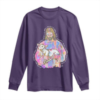 He Is Risen Long Sleeve Shirt Christian Religious Easter Day Bible Verse Sheep Glitter Print