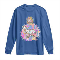 He Is Risen Long Sleeve Shirt Christian Religious Easter Day Bible Verse Sheep Glitter Print