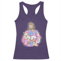 He Is Risen Racerback Tank Top Christian Religious Easter Day Bible Verse Sheep Glitter Print