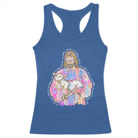 He Is Risen Racerback Tank Top Christian Religious Easter Day Bible Verse Sheep Glitter Print