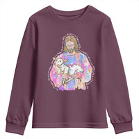 He Is Risen Youth Sweatshirt Christian Religious Easter Day Bible Verse Sheep Glitter Print