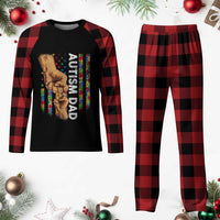 Autism Dad Awareness American Flag Fist Bump Plaid Pajama Set